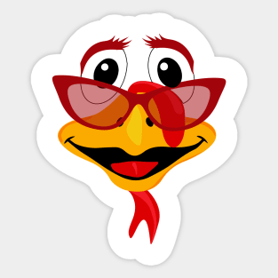 turkey face with glasses thanksgiving costume Sticker